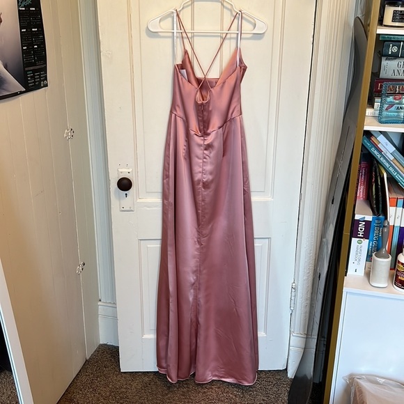 Dessy Collection Cowlneck Sleeveless Maxi Dress in Desert Rose Pink - Picture 10 of 11